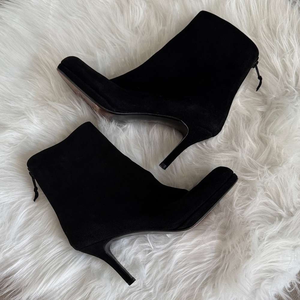 Stuart Weitzman Black Suede Ankle Heel Boots
